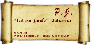 Platzerjanó Johanna névjegykártya